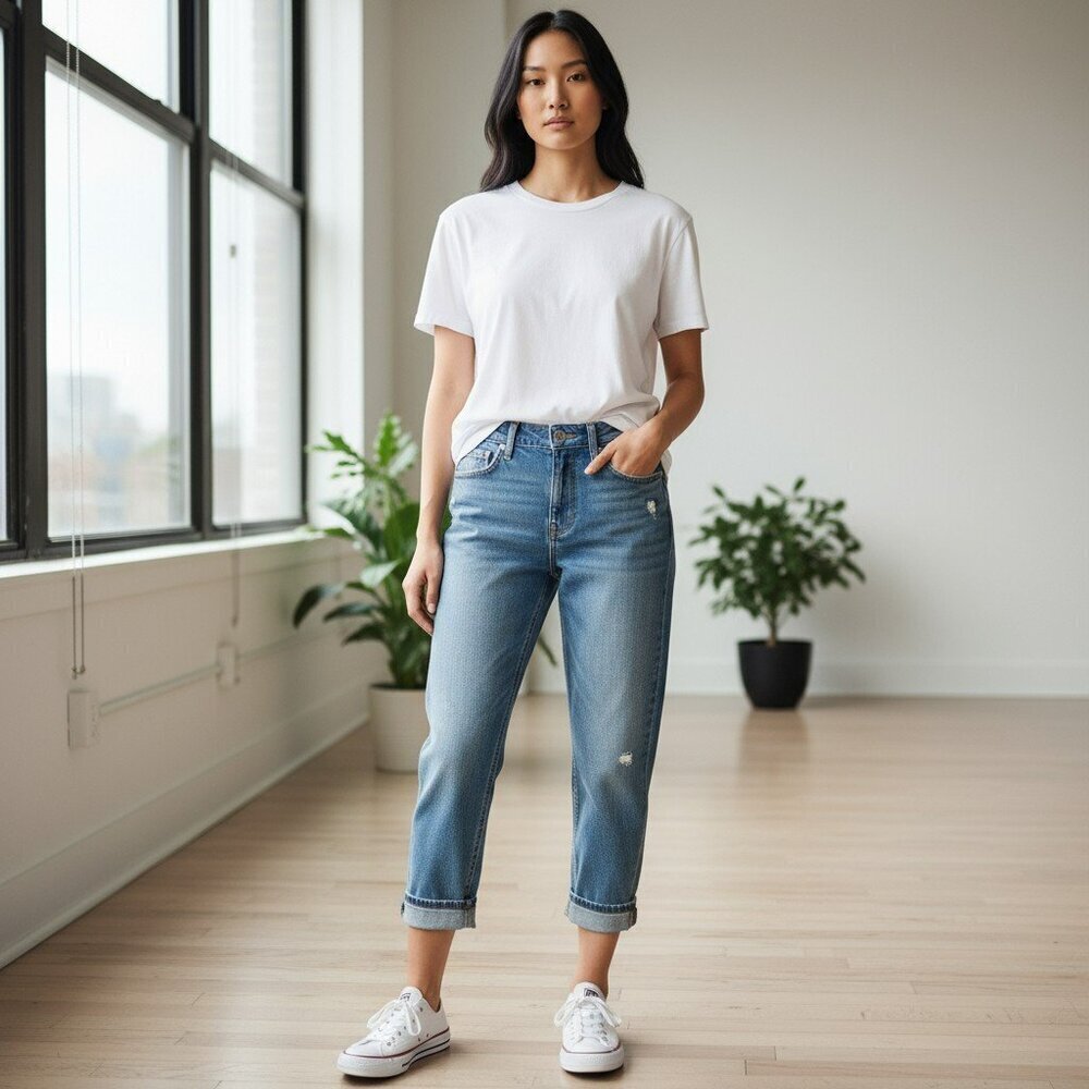 Hollister Womens Size 1R W 25 x L 25 Light Wash Low Rise Crop Boyfriend Jeans